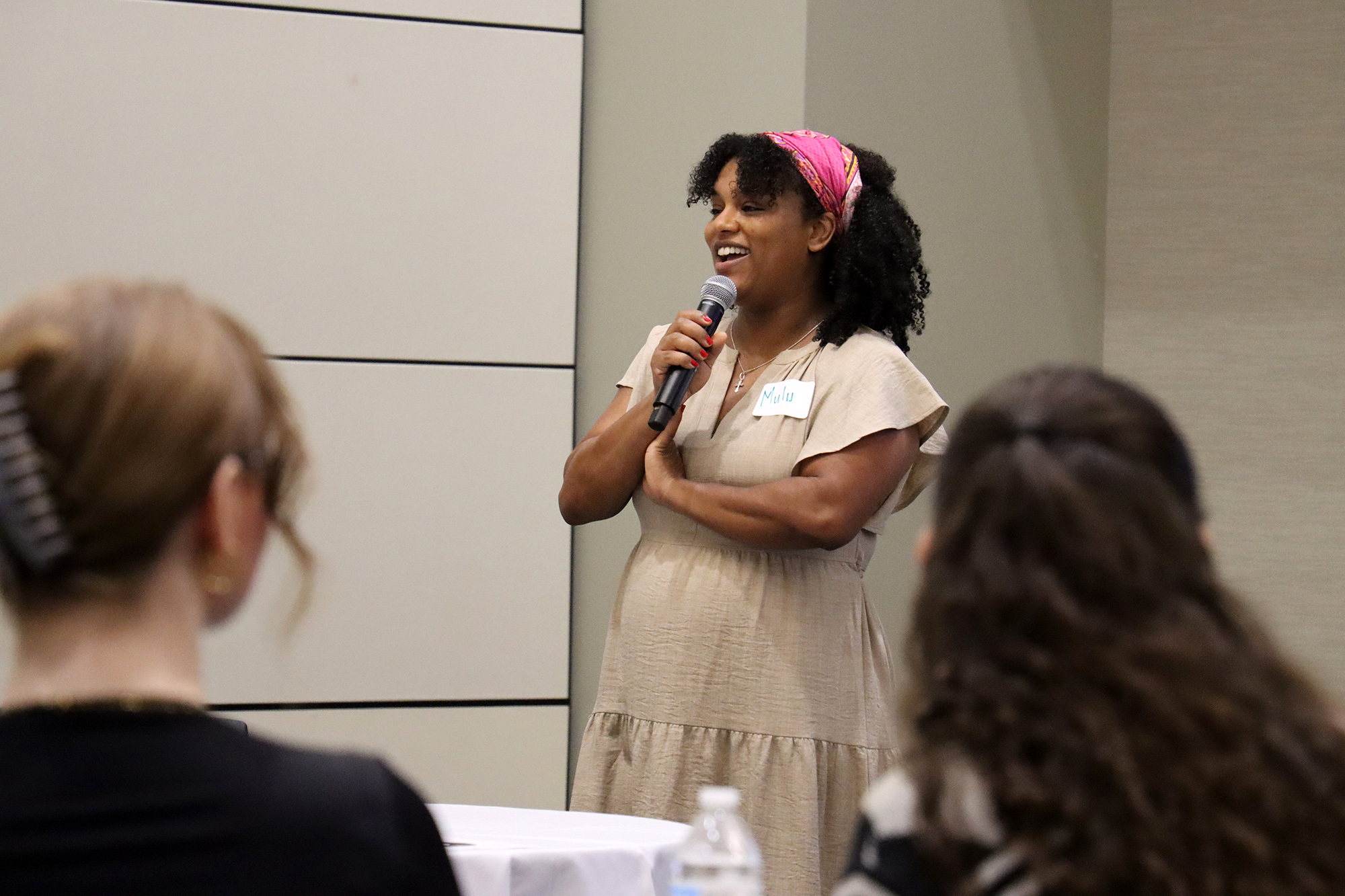 Mulubrhan Lemma, director of the TRIO McNair Scholars Program, addresses scholars before their presentations at this 2025 McNair Scholars Summer Research Symposium.