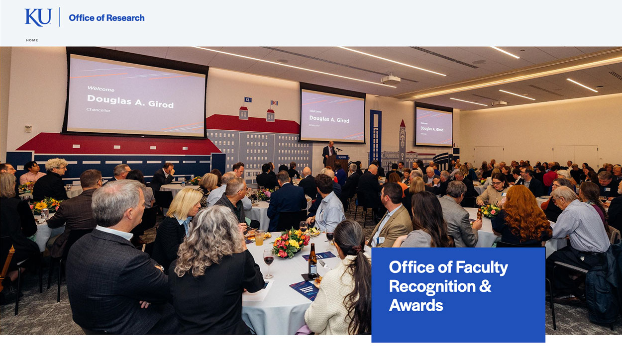 Screenshot of Office of Faculty Recognition & Awards webpage