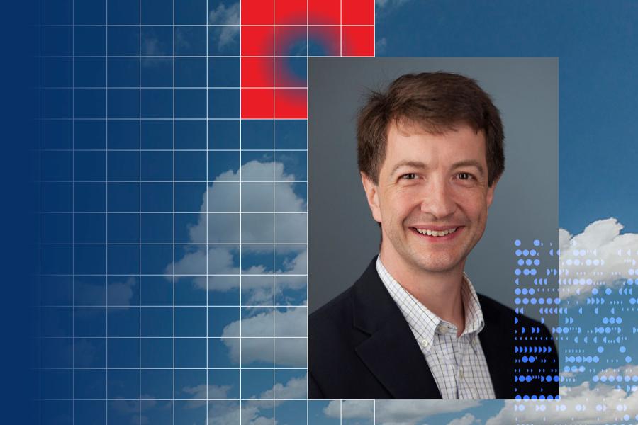 Portrait of Alan Allgeier surrounded by graphic elements