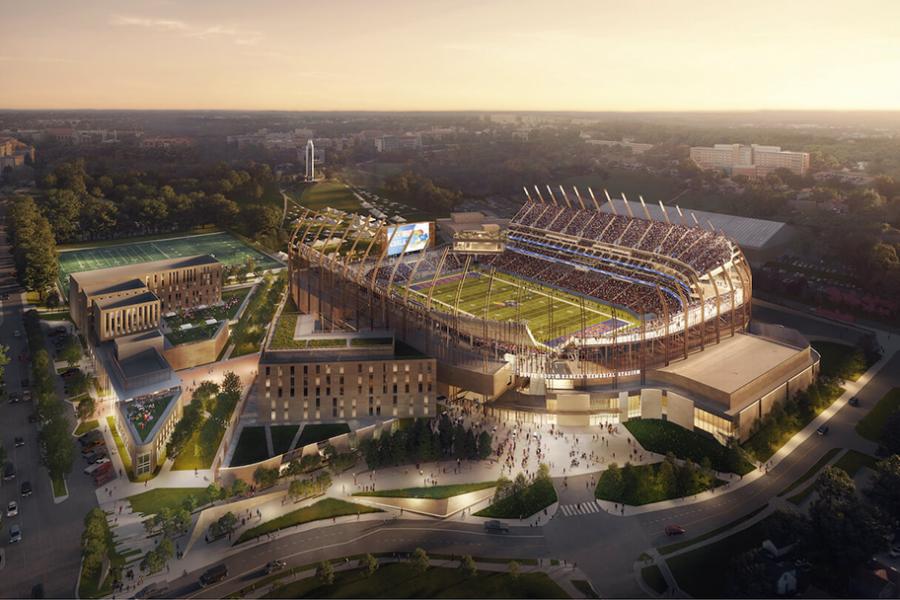 Artists rendering of an aerial view of the gateway district