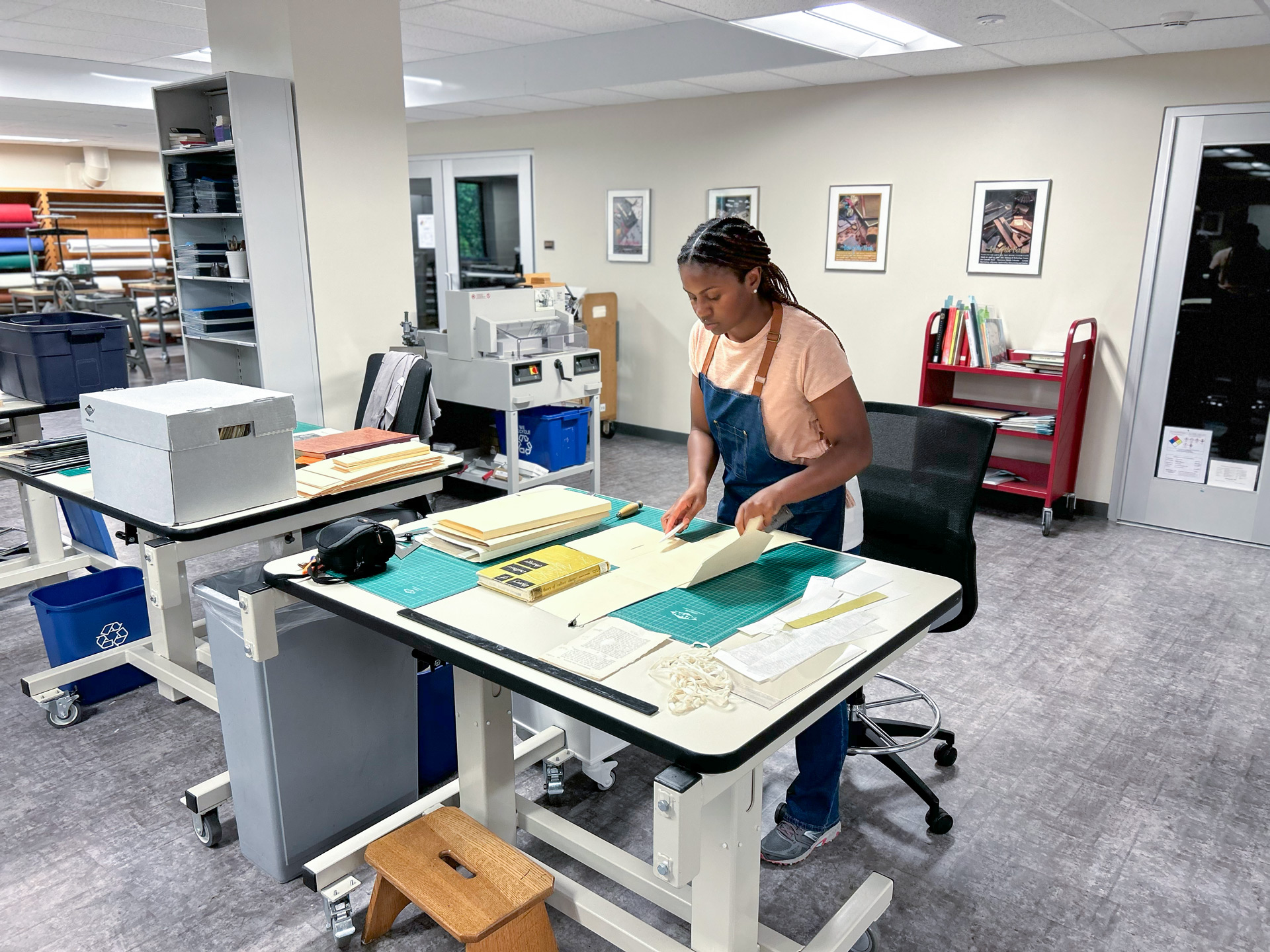 Aryana Derritt works in KU's Conservation Lab.