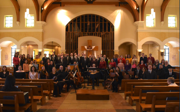 Bales Choral Society group photo inside church sanctuary.