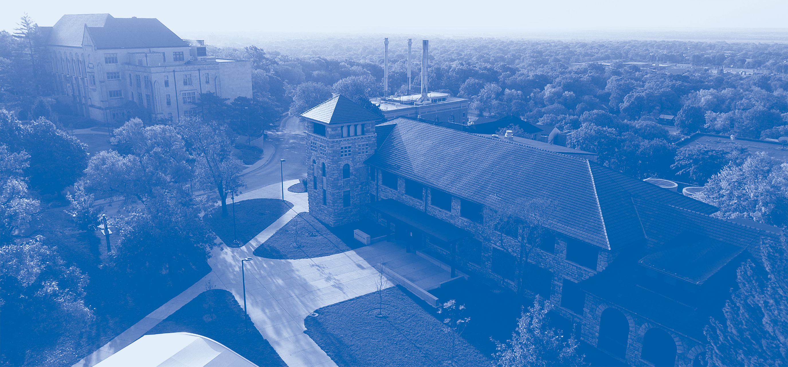 Stauffer-Flint Hall aerial shot.