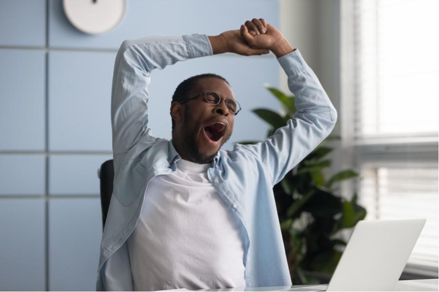 Yawning man stretching