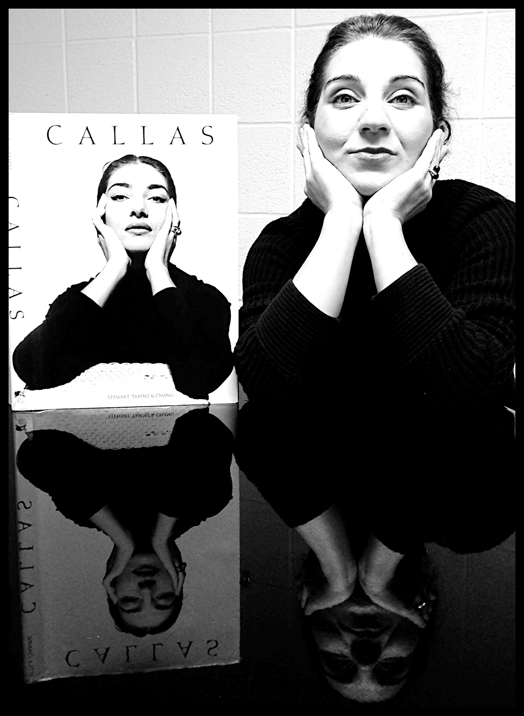 KU professor Stella Markou with an image of Maria Callas. Credit: Courtesy Stella Markou