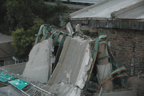 The north end of the Interstate 35 W bridge in Minneapolis