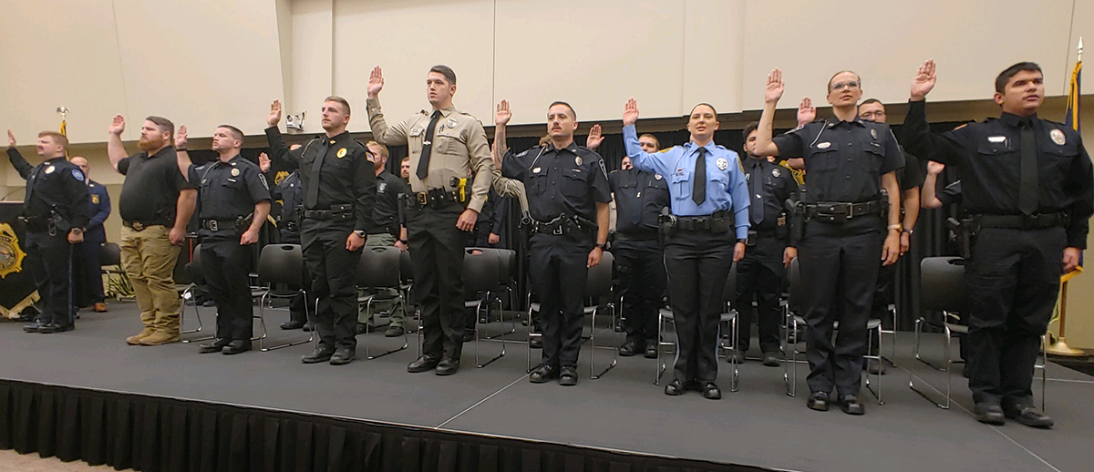 The 285th graduating basic training class says their oath during the graduation ceremony on Nov. 12.