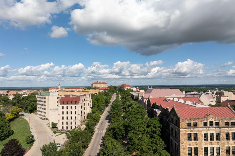 Aerial view of the KU Lawrence campus