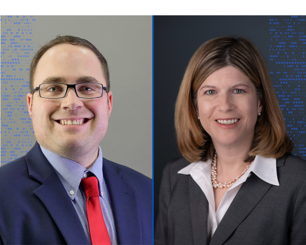Professional portraits of Joshua Arpin and Karen Moeller, recipients of the 2026 Faculty Service Award