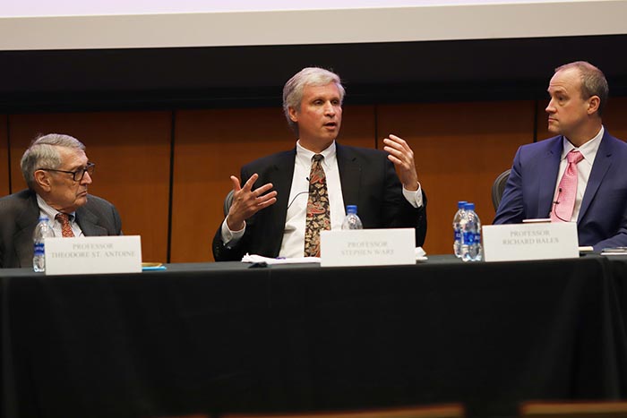 Stephen Ware, center, speaks about arbitration law. Credit: KU Law.