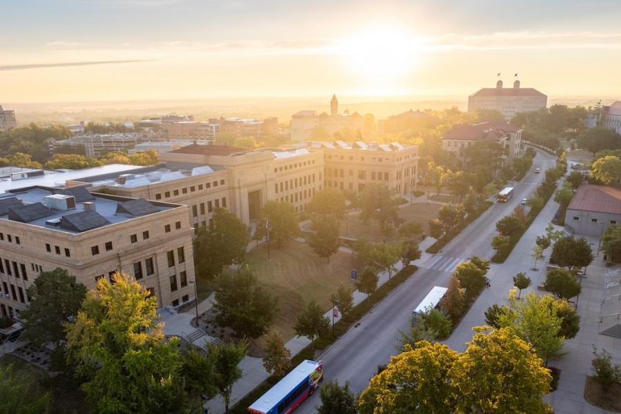 sun rising over KU campus