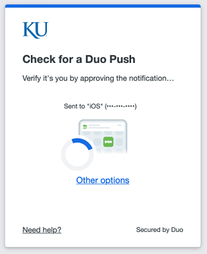 Screenshot of Duo Universal initial log in prompt