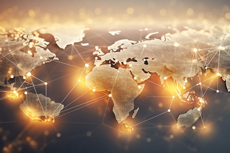 Multiple points on a globe. Credit: Adobe illustration