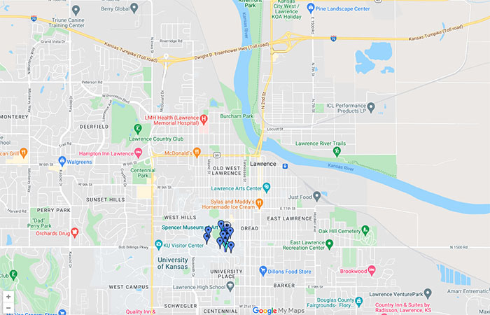 Google map of Lawrence area.