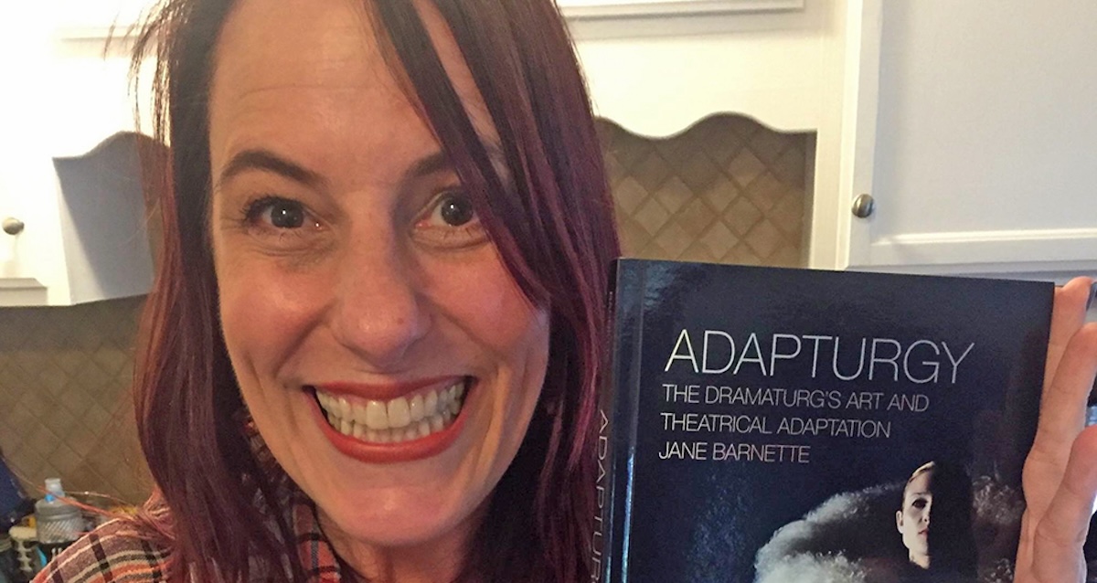 Jane Barnette with her book "Adapturgy"