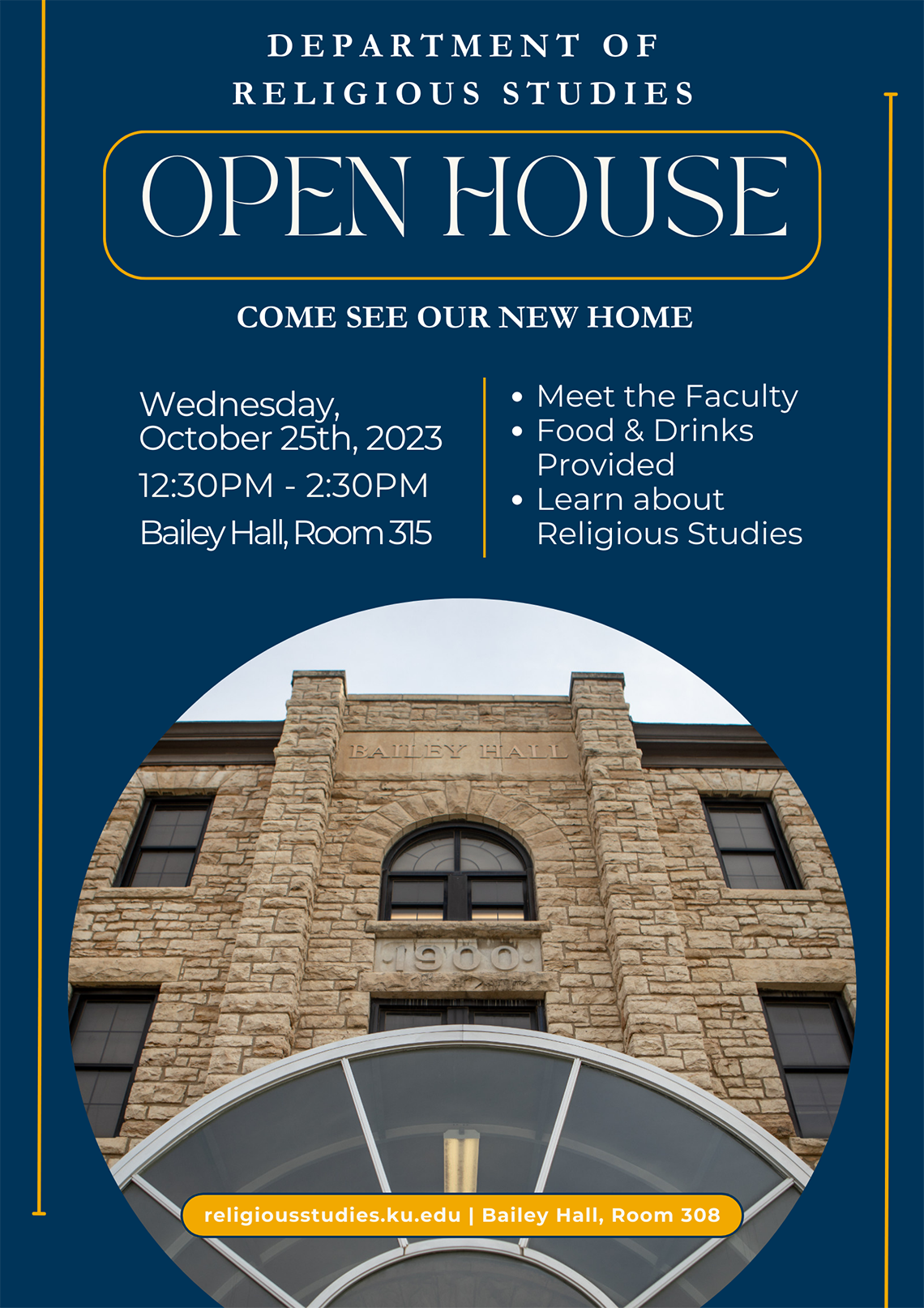 Department of Religious Studies Open House Poster