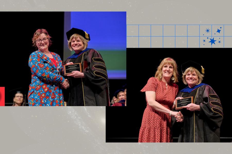 Photos of Amea Chandler and Jerilyn Smith receiving Mignot Awards