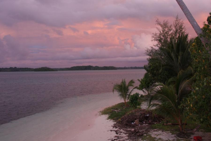 Photo of islands in the Vona Vona Lagoon of the New Georgia Group, Solomon Islands.