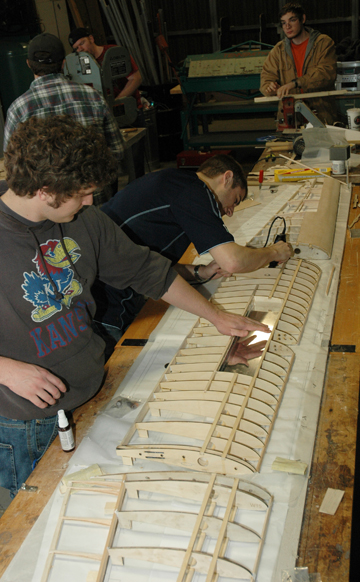 Students work on design the aircraft for the 2012 Aero Design Competition