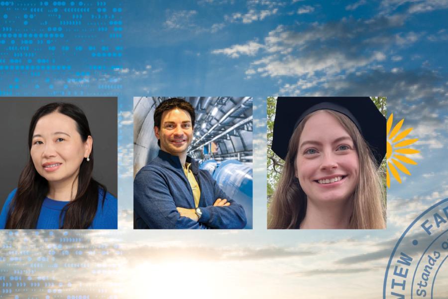 Graphic with photos of Xiaoqing Wu, Nicola Minafra, and Bren Backhaus from left to right.