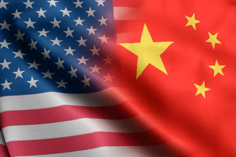 United States and China flags overlapping