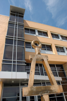 The Tau Beta Pi Bent in front of Eaton Hall at the KU School of Engineering.