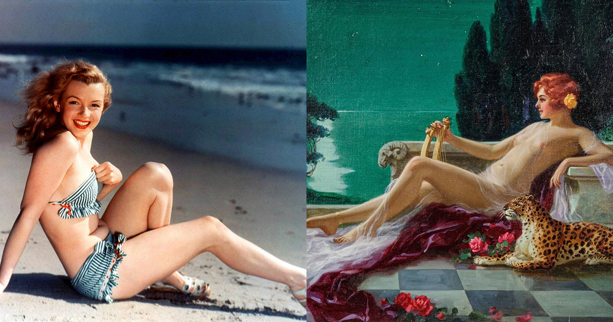 Photo montage of Marilyn Monroe, Helen of Troy.