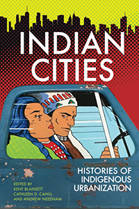 The cover for “Indian Cities: Histories of Indigenous Urbanization” features artwork by KU alumnus Brent Learned titled “Heading to the Pow Wow.” Credit: University of Oklahoma Press.