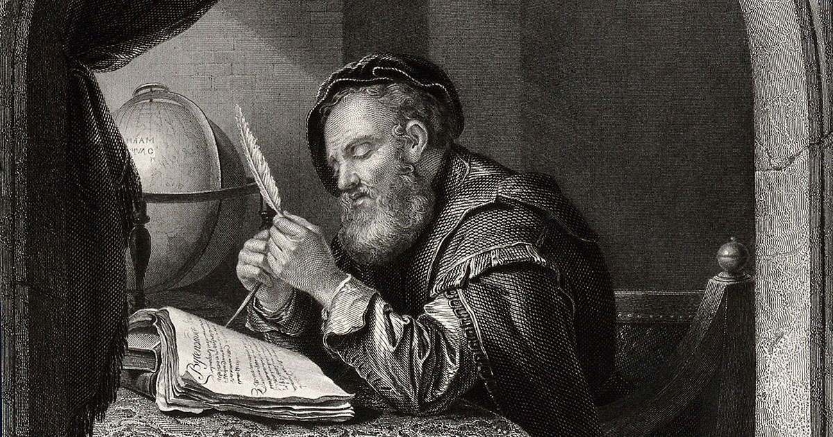 A seated man sharpening a quill pen. Engraving by C. Guttenberg after F. van Mieris.