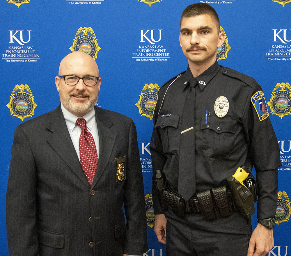 KLETC's Darin Beck with Officer Robert Garland, Andover Police Department.