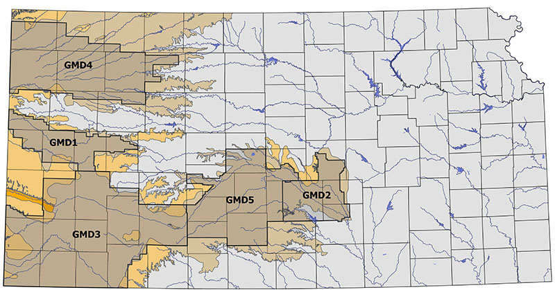 Groundwater management district map in Kansas.