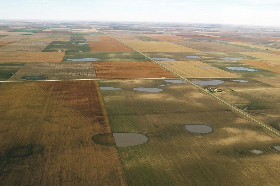 Aerial view of playas in Scott County