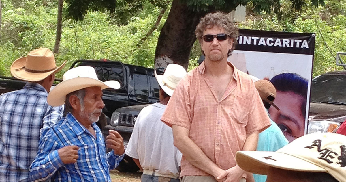Brent Metz (right) with Ch’orti’ leaders at a Ch’orti’ rights celebration in Guatemala.