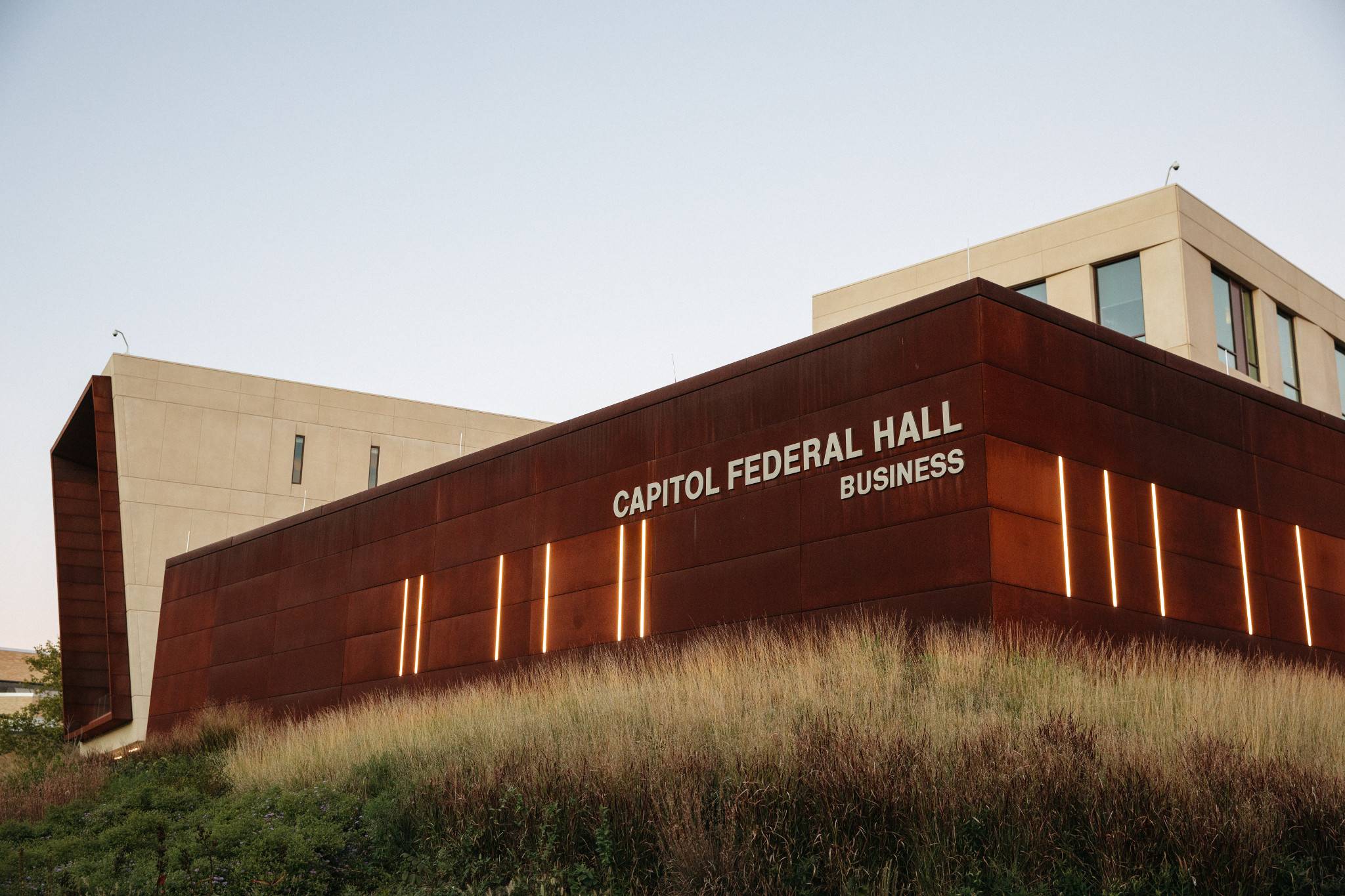 Image of the exterior of Capitol Federal Hall on the Lawrence campus.