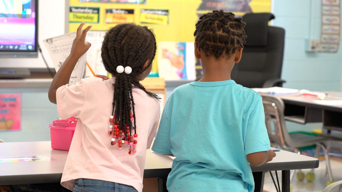 Students work together in an elementary school in Cumberland County Schools, North Carolina. Credit: Claire Biles