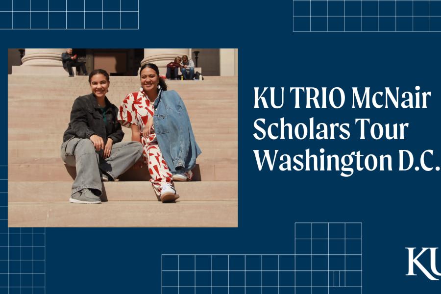 Social Card: KU TRIO McNair Scholars Tour Washington D.C. Two students sit on the US Captial steps.