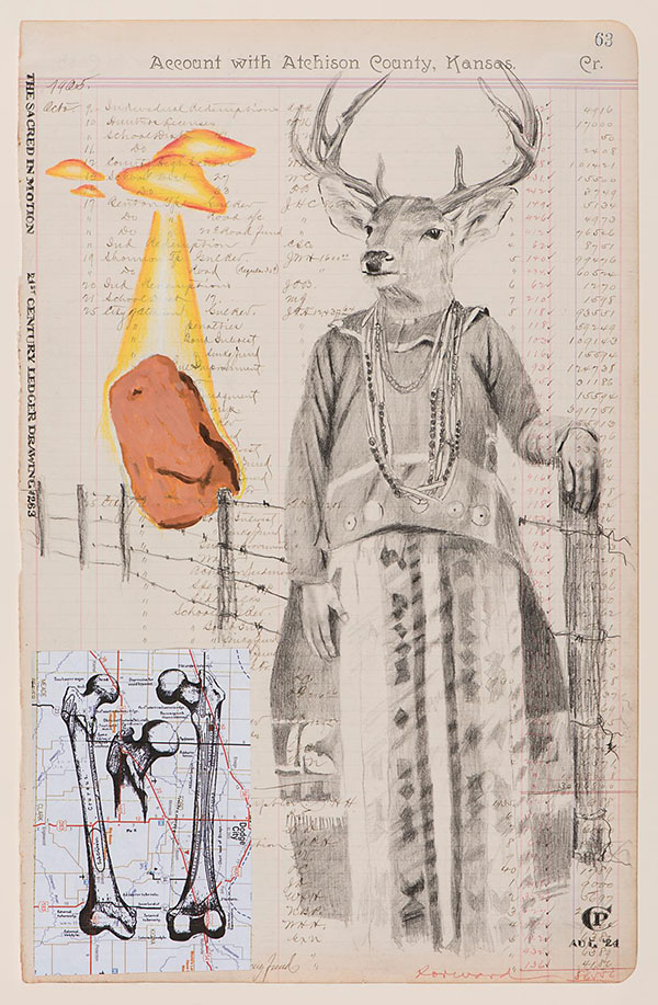 The Spencer Museum acquired ledger artist Chris Pappan’s “The Sacred in Motion” in 2024.