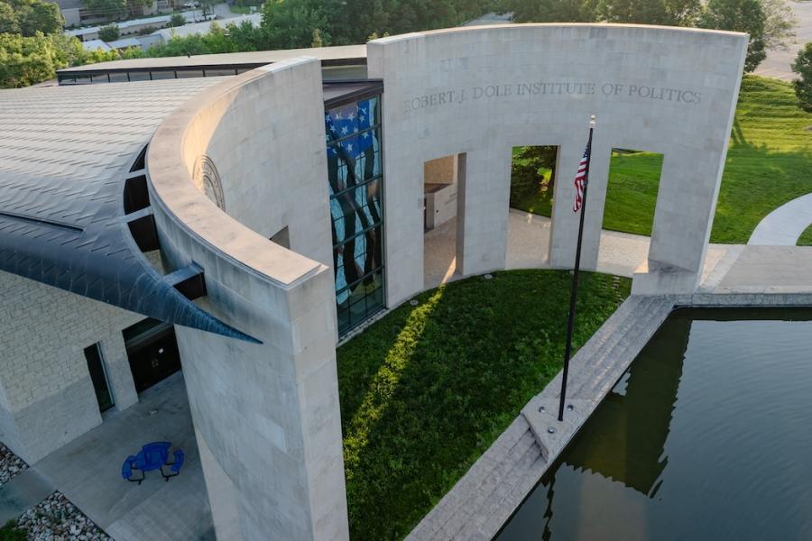 Aerial view of Dole Institute of Politics