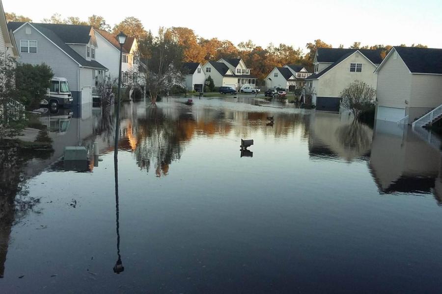 Image of houses flooded from Hurricane Matthew