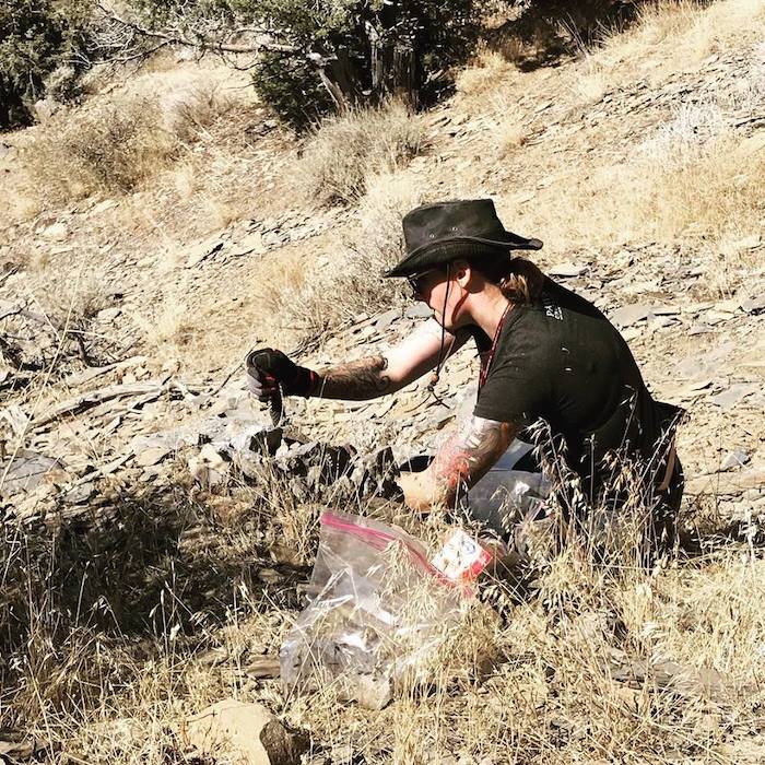 R. LaVine collecting fossils from one of the Spence Shale outcrops in northern Utah.
