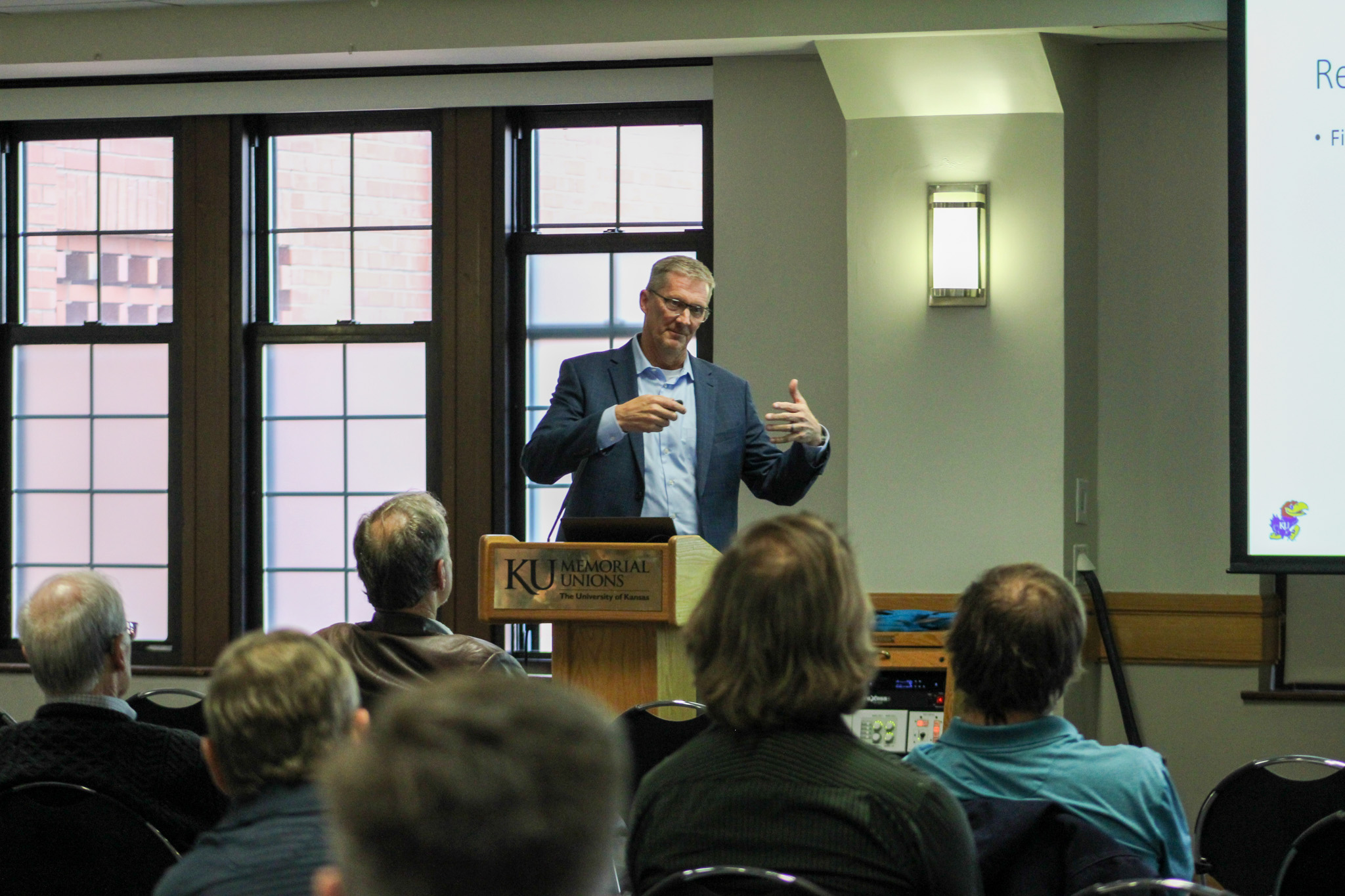 A presenter at the 2025 Structural Engineering Conference in the Kansas Union