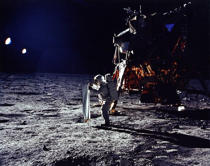 NASA astronaut Buzz Aldrin conducting experiments outside the Lunar Module during Apollo 11. Credit: NASA