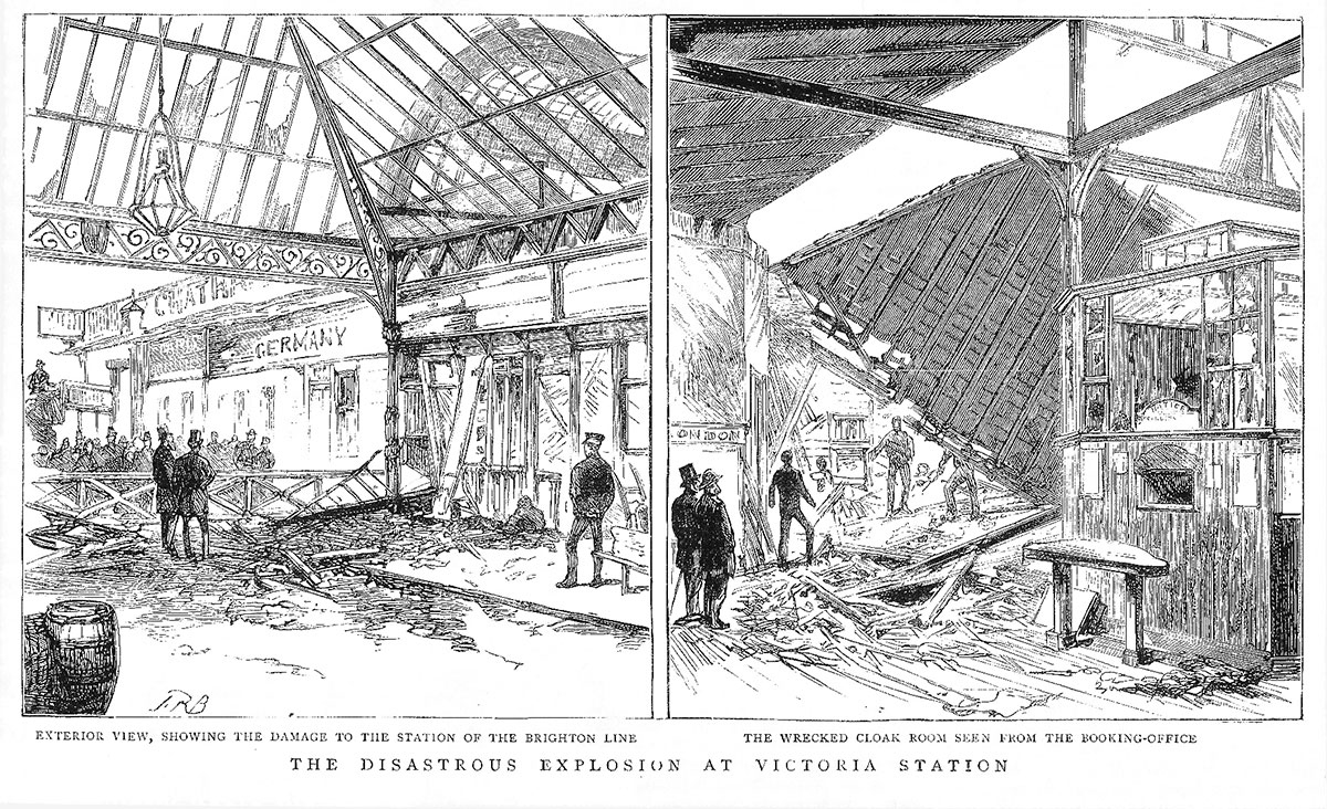  “The Disastrous Explosion at Victoria Station” from The Graphic, a weekly illustrated newspaper, March 1, 1884. Credit: Courtesy Kathryn Conrad