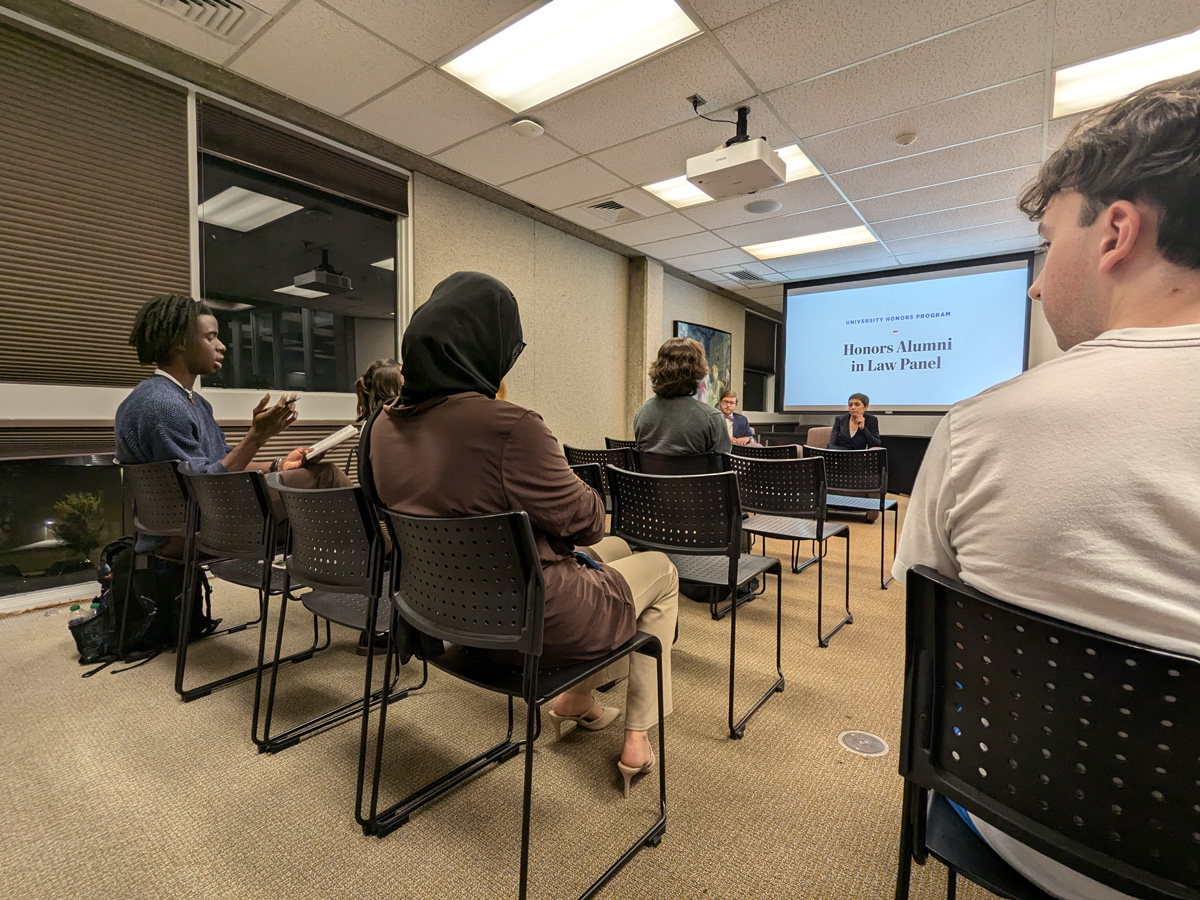 Students ask question to panelists