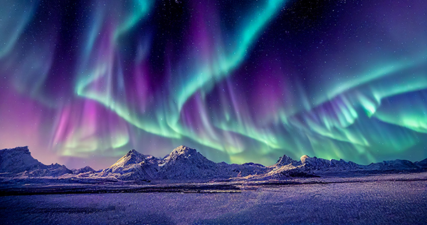 The aurora borealis or the northern lights in Alaska.