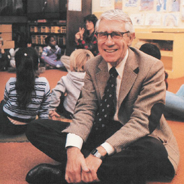 Richard Schiefelbusch in children's classroom