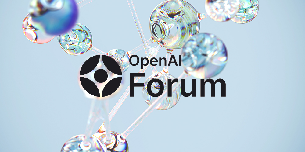 Open AI Forum logo overlayed on an image of an illustration of AI featuring bubbles