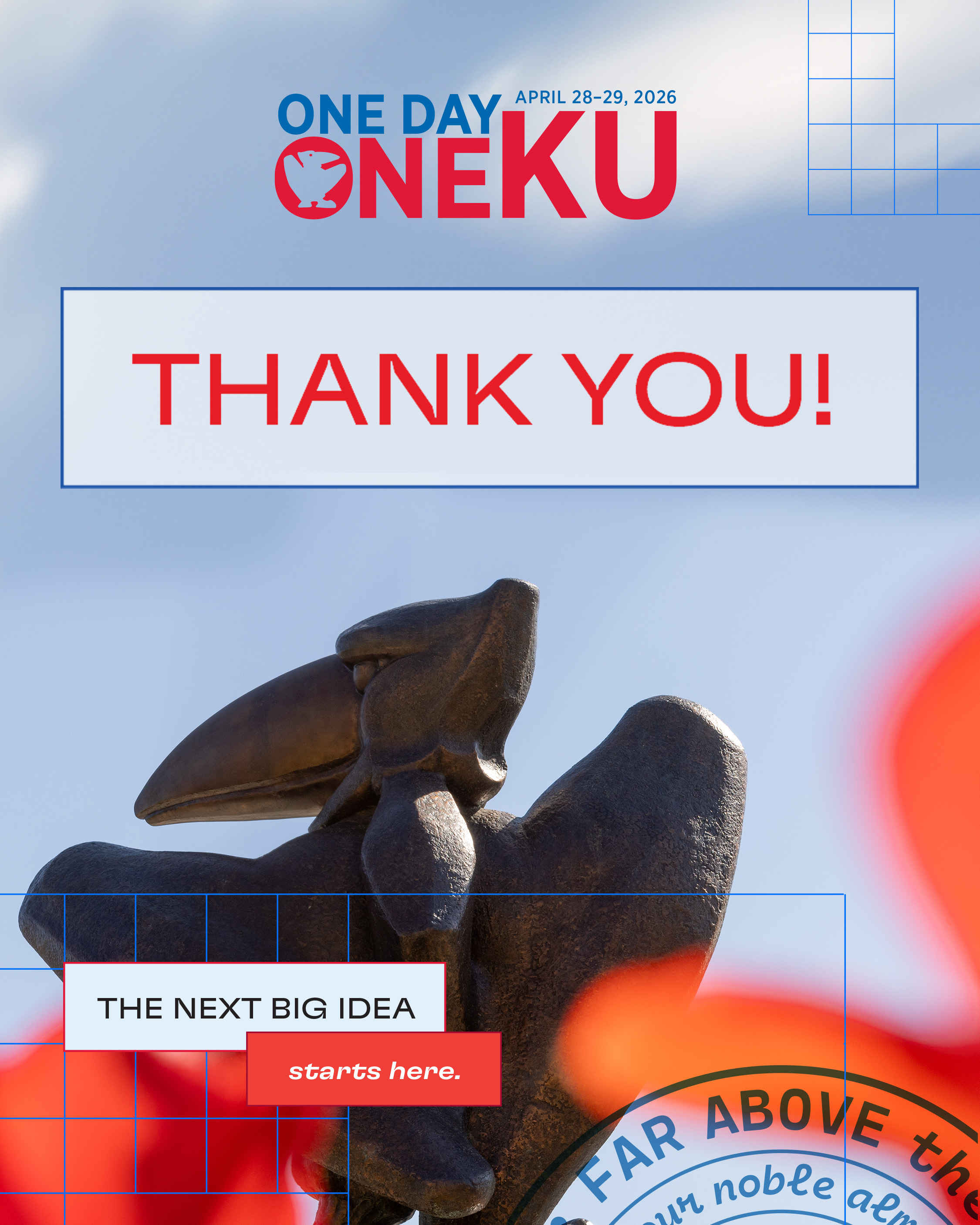 One Day One KU logo with text that reads: Thank you! The next big idea starts here.