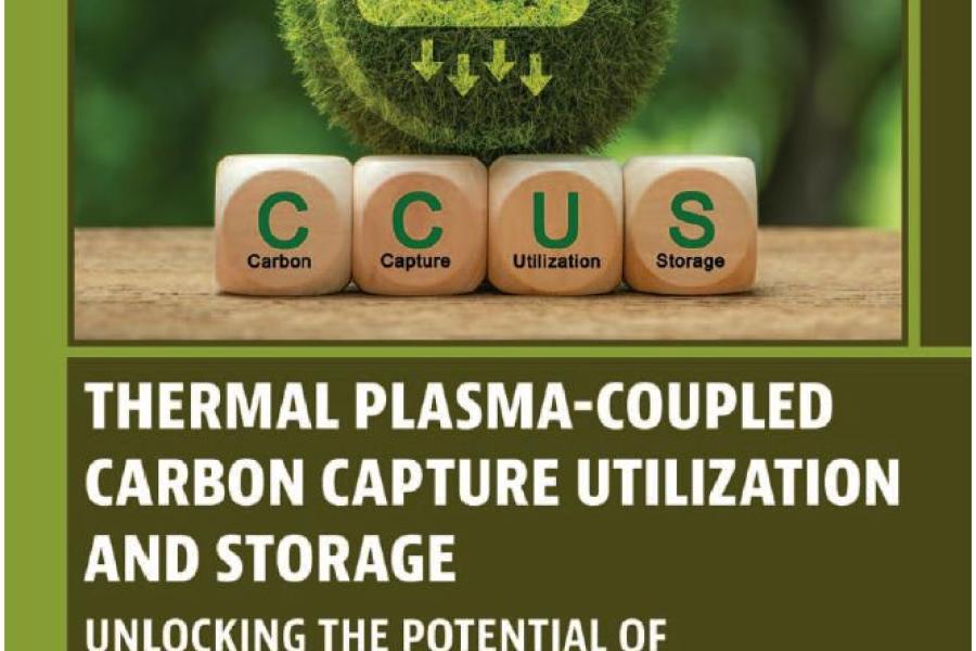 book cover with title on green background and graphic illustrating carbon capture