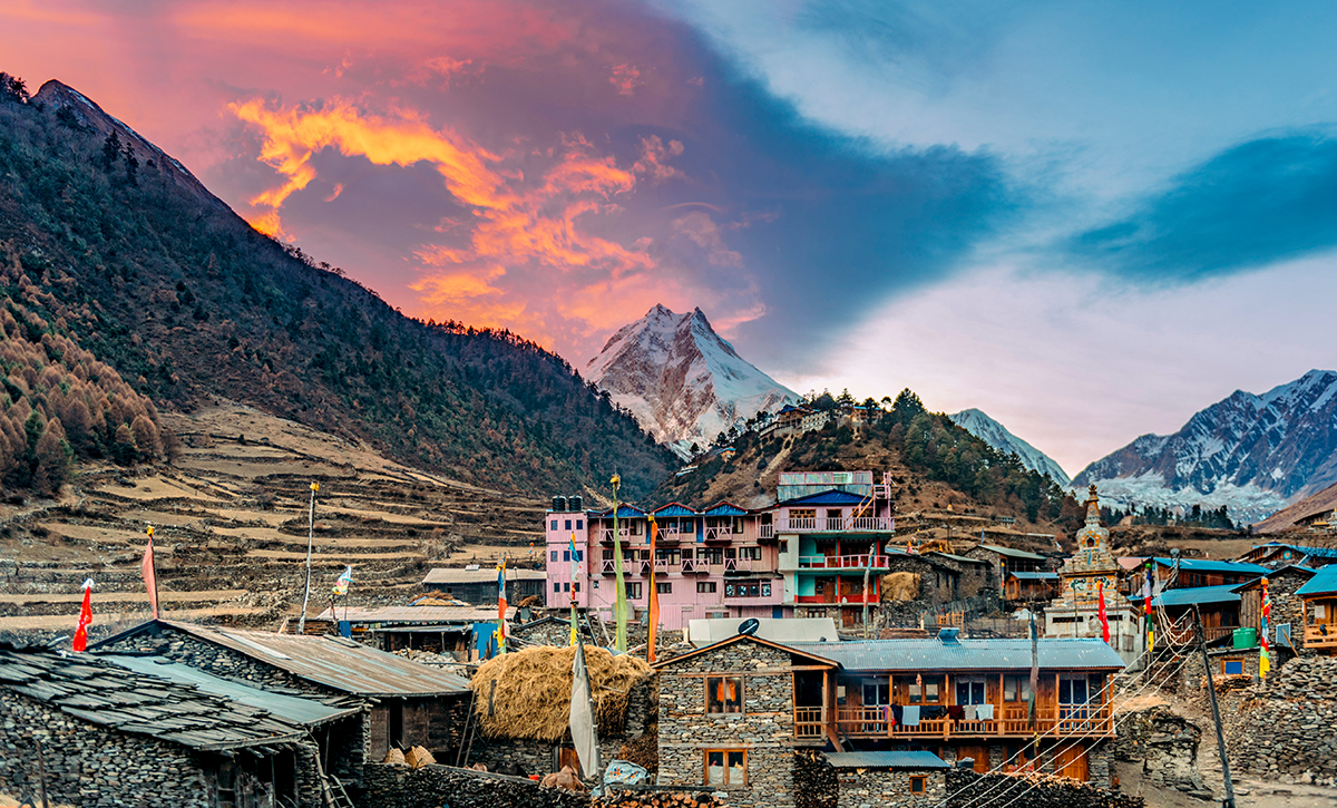 An image of a sunset in Nepal.